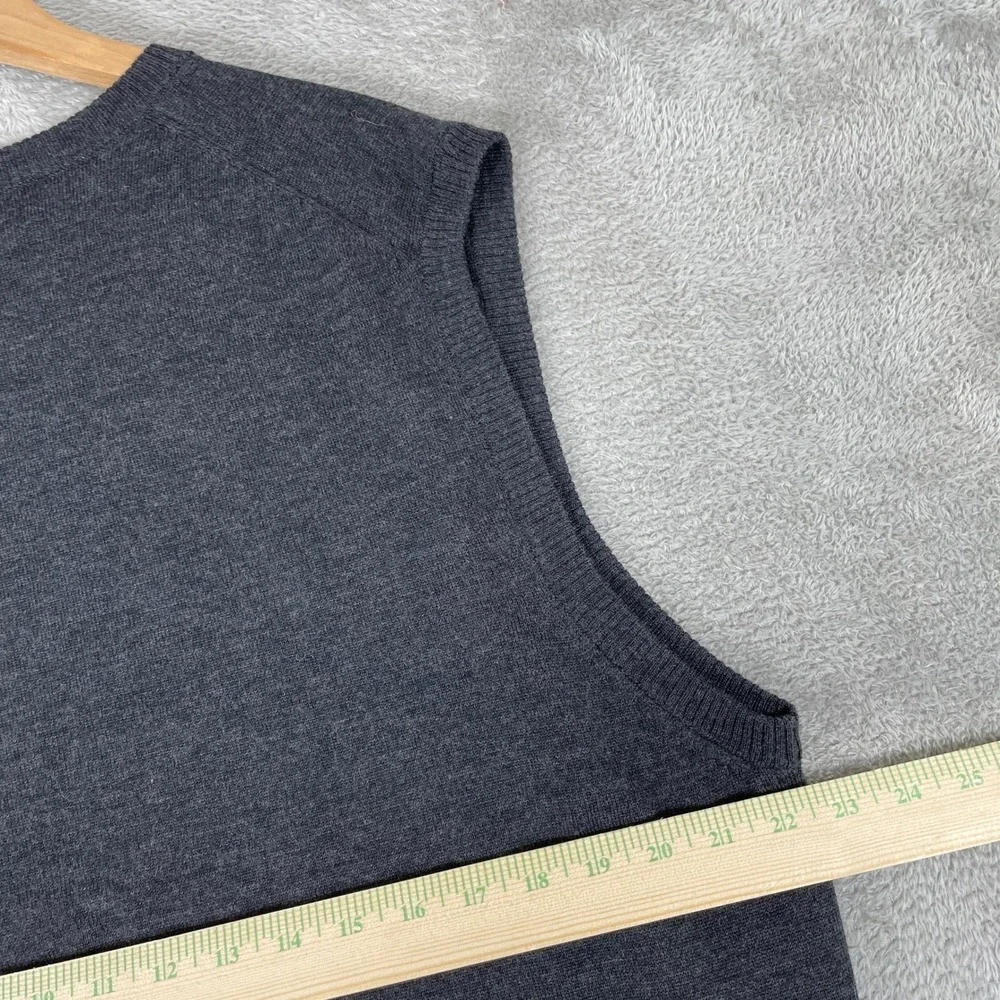 Pronto Uomo Sweater Vest Mens XL Gray Extra Fine Merino Wool V Neck Preppy